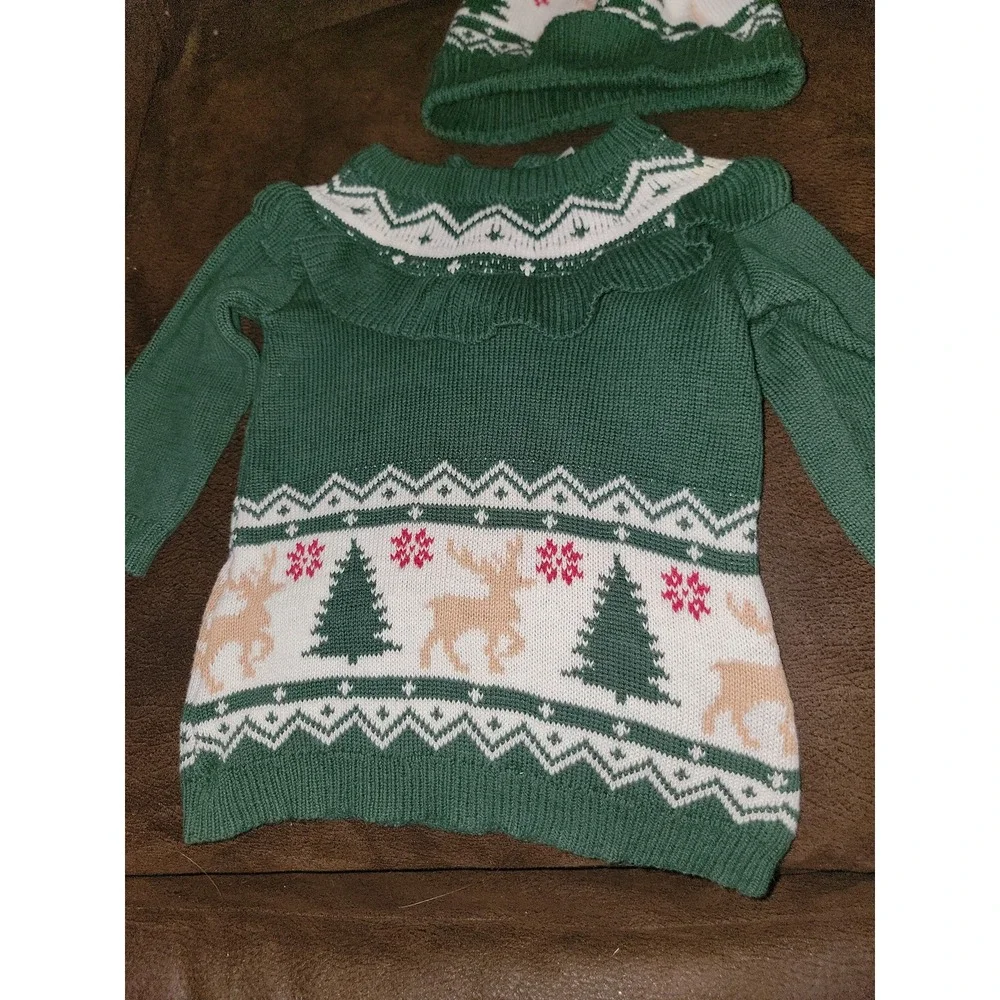 Nicole Miller new york‎ Christmas holiday sweater dress and hat 3 6 months